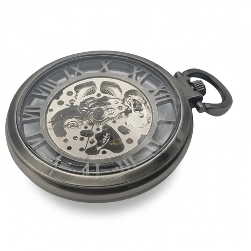 Double Silver Roman Numeral Pocket Watch