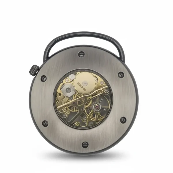 Leather Strap Skeleton Pocket Watch