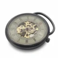 Leather Strap Skeleton Pocket Watch