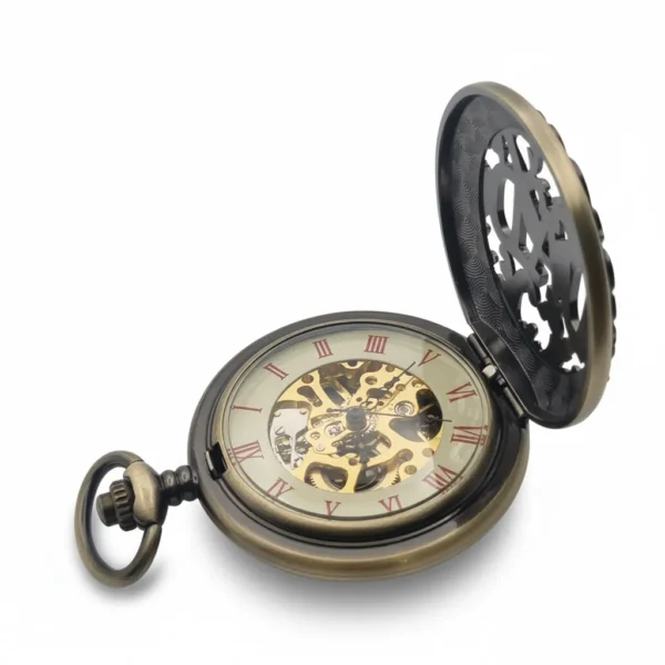 Red Numeral Brass “Dad” Half Hunter Pocket Watch