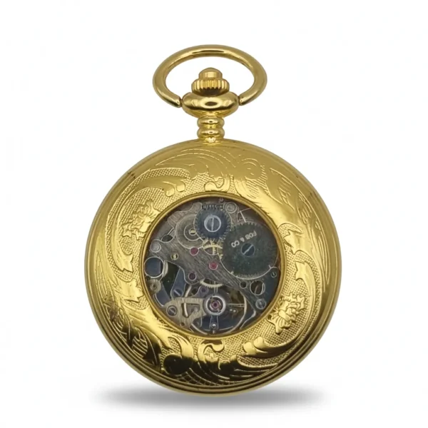 FAC-033-pocket-watch-2 Gold Intricate Design Half Hunter Pocket Watch