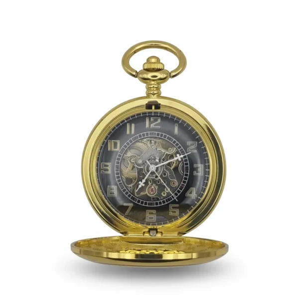 FAC-033-pocket-watch-4 Gold Intricate Design Half Hunter Pocket Watch
