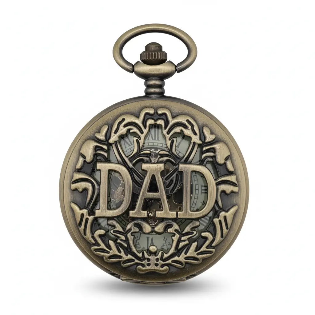 Black Numeral Brass DAD Half Hunter Pocket Watch