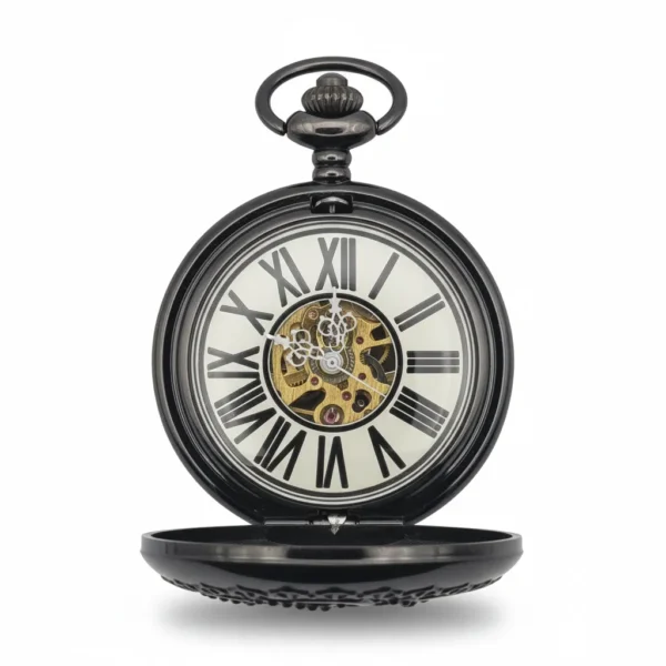 FAC-052-pocket-watch-3 Inter Weaving Arches Half Hunter Pocket Watch