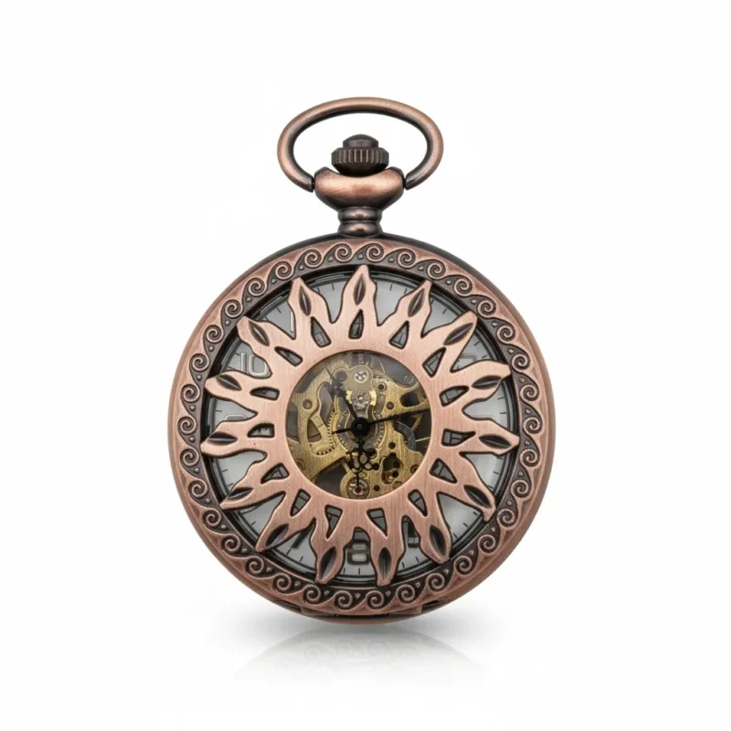 Brass Sunburst Half Hunter Pocket Watch pocket watch
