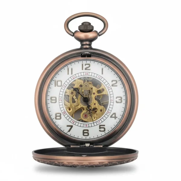 FAC-065-pocket-watch-3 Brass Sunburst Half Hunter Pocket Watch