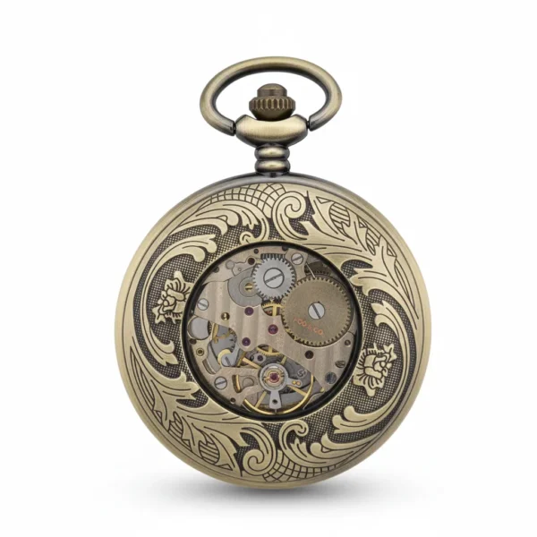 FAC-067-pocket-watch-2 Dark Metal Rolling Half Hunter Pocket Watch