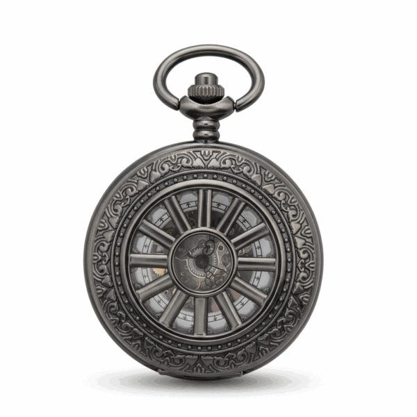 FAC-075-pocket-watch-1 Dark Metal Wavy Daisy Half Hunter Pocket Watch pocket watch