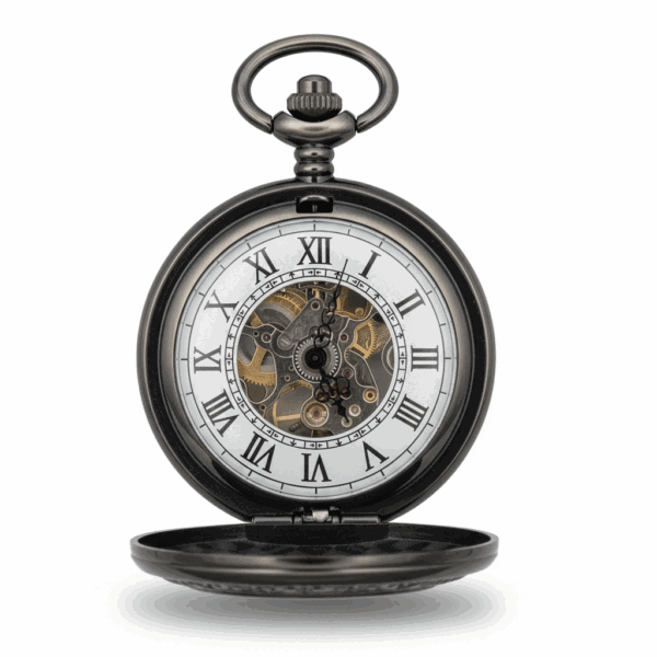 FAC-075-pocket-watch-2 Dark Metal Wavy Daisy Half Hunter Pocket Watch