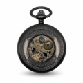 Dark Metal Wavy Daisy Half Hunter Pocket Watch