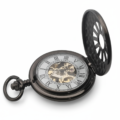 Dark Metal Wavy Daisy Half Hunter Pocket Watch
