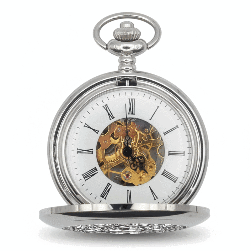 Silver Ringlets All Over Half Hunter Pocket Watch
