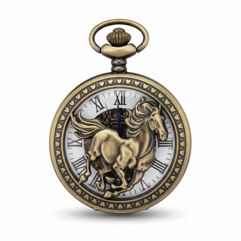 Racing Horse Half Hunter Pocket Watch
