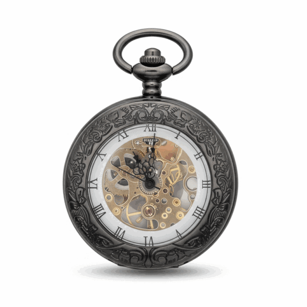 FAC-099-pocket-watch-1 Black Low Profile Tire Half Hunter Pocket Watch pocket watch