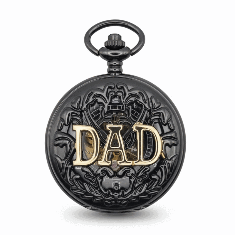 Black and Gold Dad Hunter Pocket Watch
