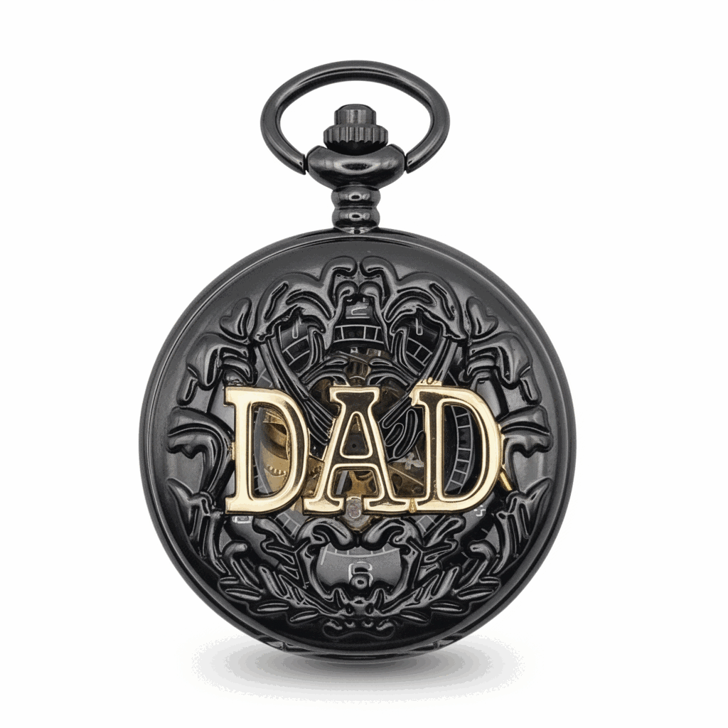 Black and Gold Dad Hunter Pocket Watch
