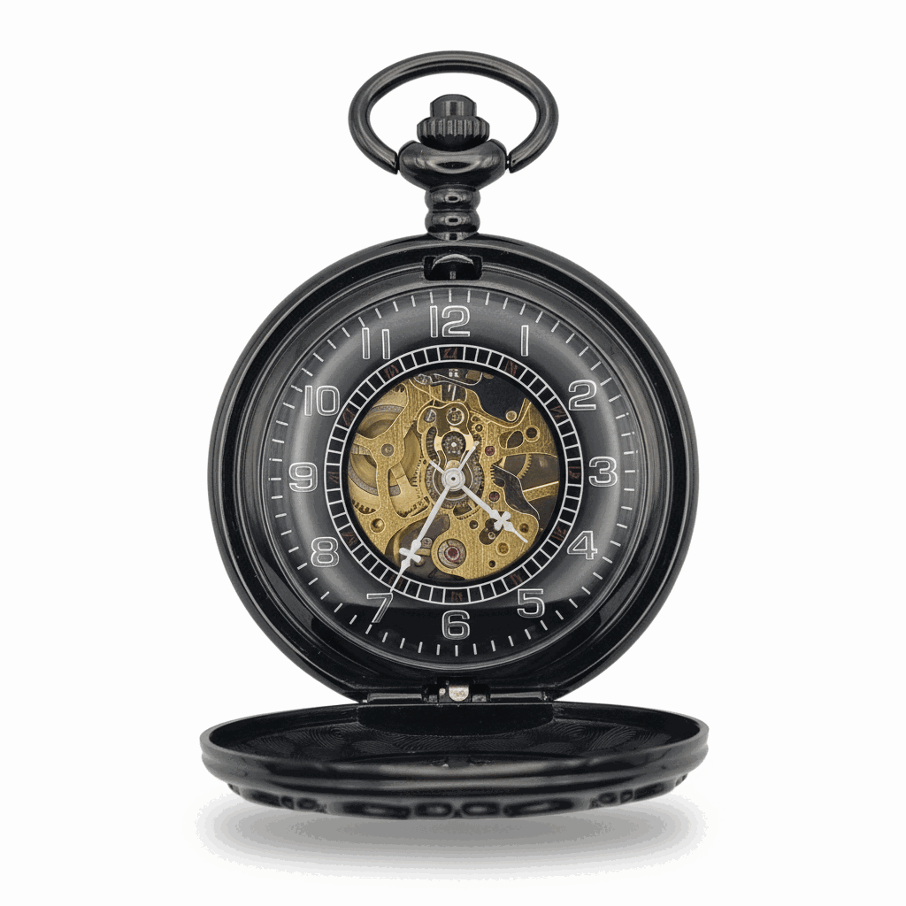FAC-106-pocket-watch-3 Black and Gold Dad Hunter Pocket Watch