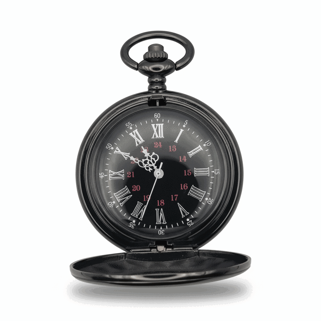 Polished Black Half Hunter Pocket Watch