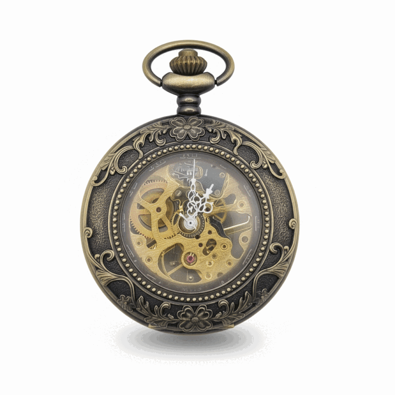 Antique Brass Half Hunter Fob Watch