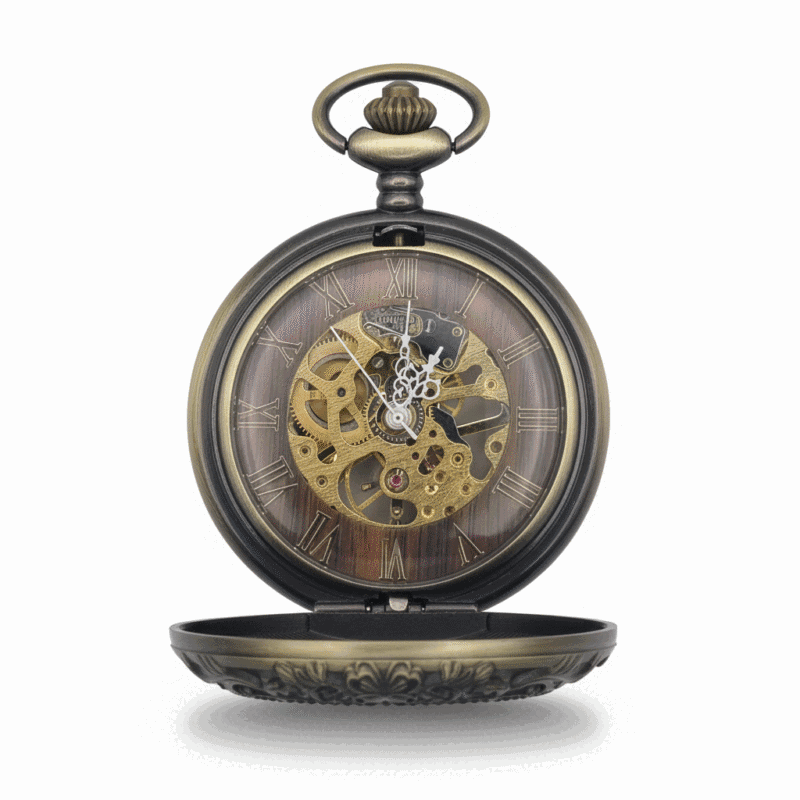 Antique Brass Half Hunter Fob Watch