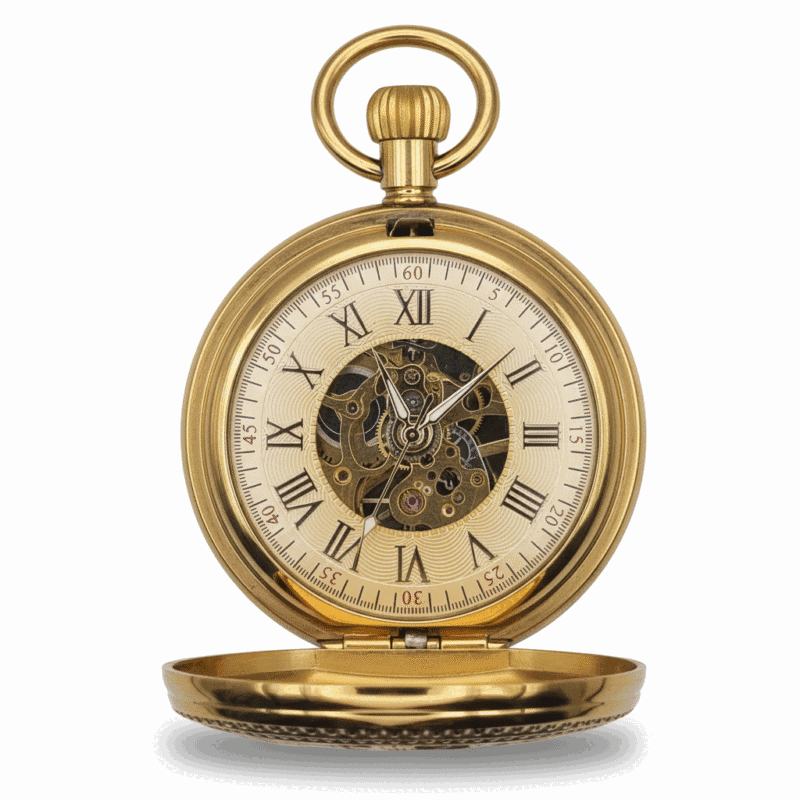 Gold Vintage Car Double Hunter Fob Watch