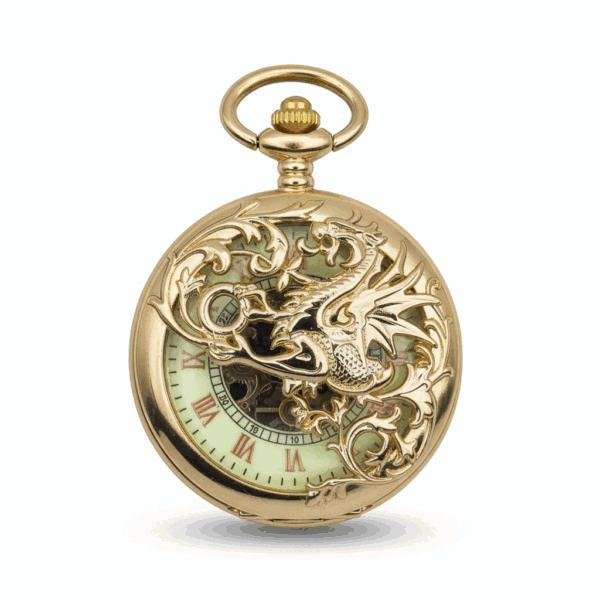 Gold Dragon Hunter Pocket Watch pocket watch