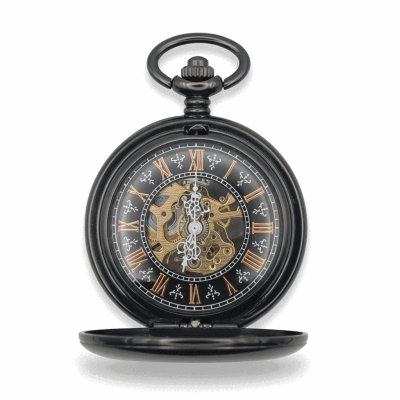 Polished Black Roman Numeral Half Hunter Fob Watch