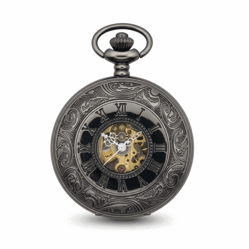 Black Victorian Roman Numeral Half Hunter Fob Watch