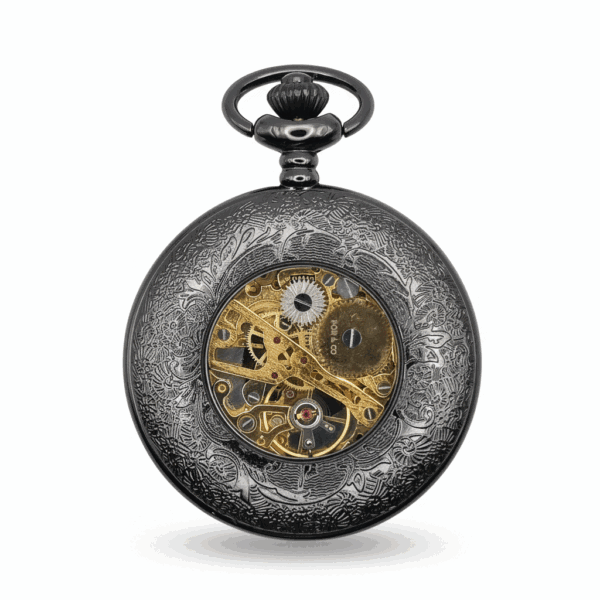 FAC-133-pocket-watch-2 Black Victorian Roman Numeral Half Hunter Fob Watch