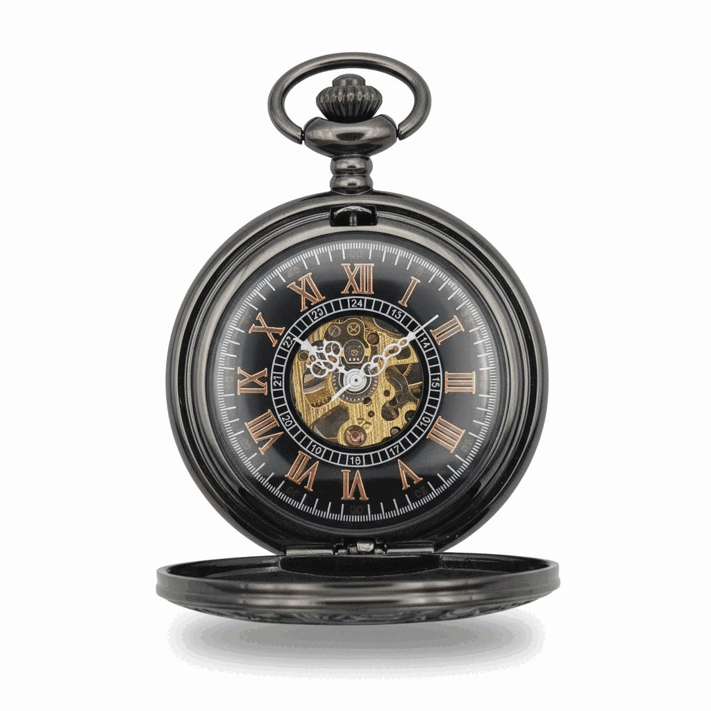 Black Victorian Roman Numeral Half Hunter Fob Watch
