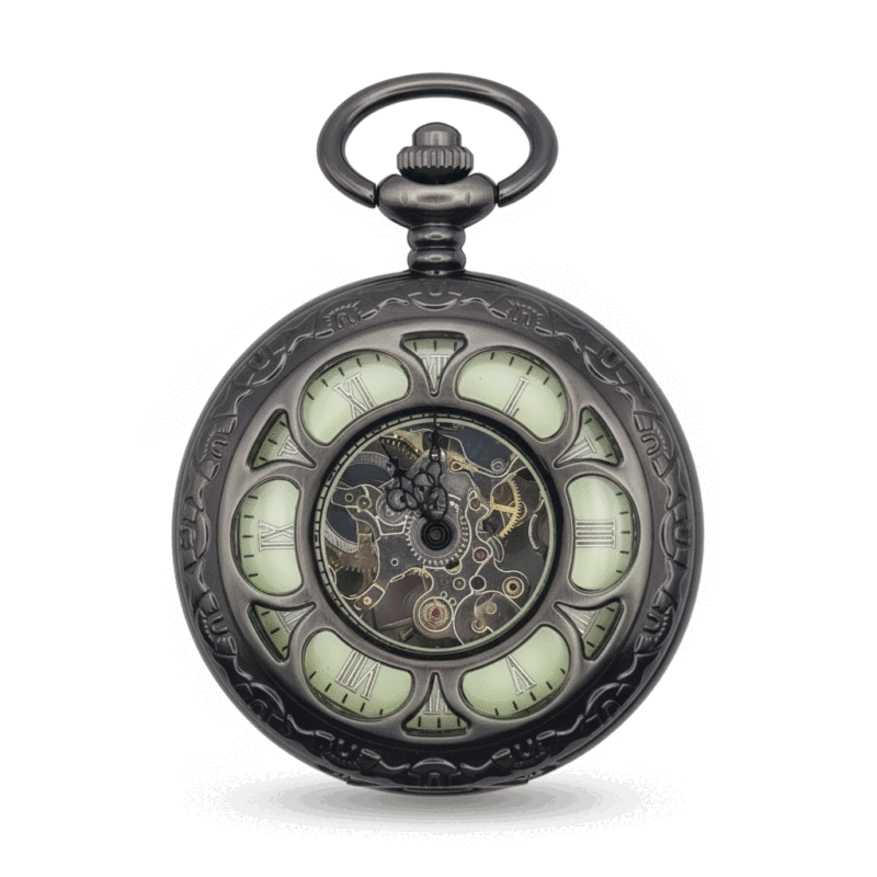 Black Flower Hunter Pocket Watch pocket watch