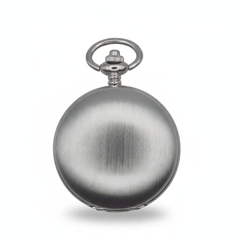 FAC103-pocket-watch-1 Brushed Silver Hunter Fob Watch
