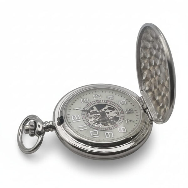 Brushed Silver Hunter Fob Watch