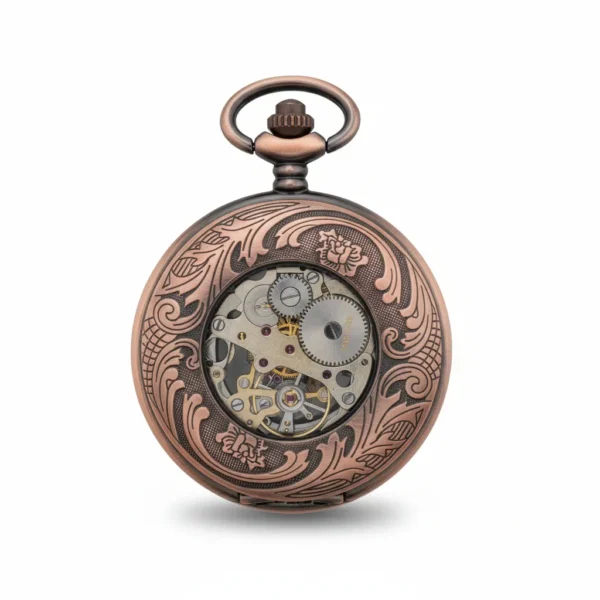 FAC152-pocket-watch-2 Bronze Greek Symbol Half Hunter Pocket Watch