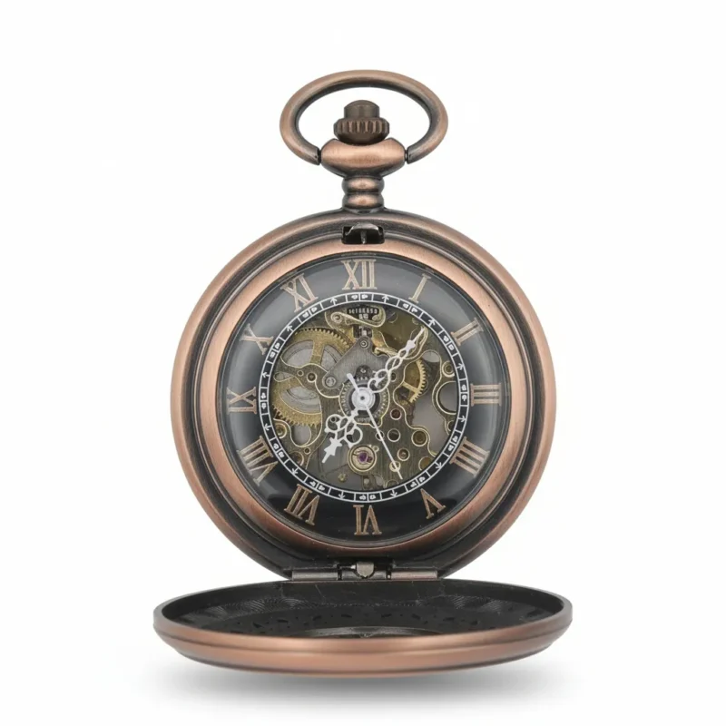 Bronze Greek Symbol Half Hunter Pocket Watch