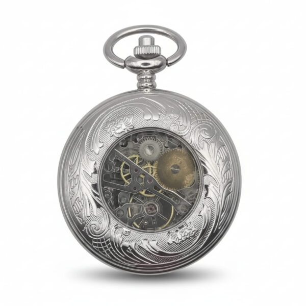 FAC167-pocket-watch-2 Silver Dragon Hunter Pocket Watch