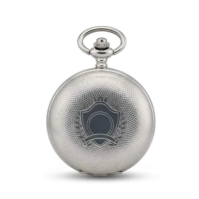 Classic Silver Crest Hunter Pocket Watch
