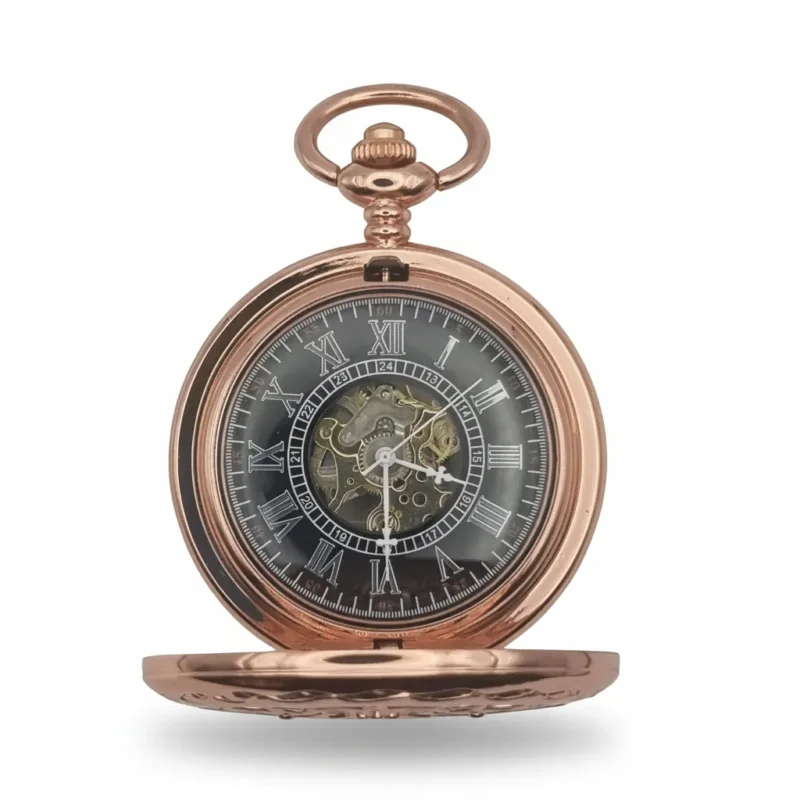 FAC201-pocket-watch-3 Classic Rose Gold & Black Pocket Watch