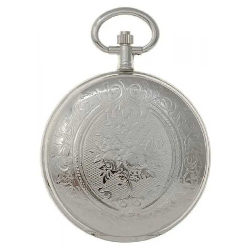 Unisex 41mm Rhodium Plated Swiss Quartz Pocket Watch