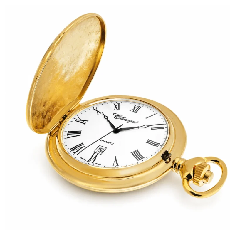 Gents 41mm Gold Plated Swiss Quartz Pocket Watch