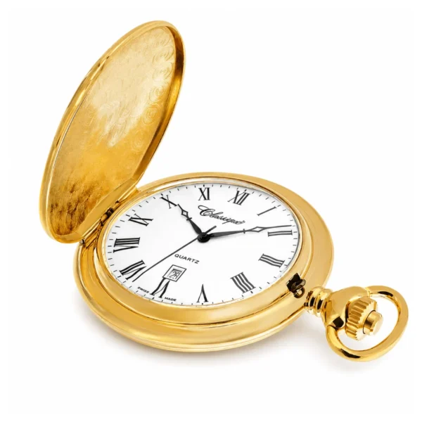 Gents 41mm Gold Plated Swiss Quartz Pocket Watch - image 2 Gents 41mm Gold Plated Swiss Quartz Pocket Watch