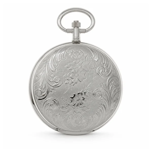 Gents 41mm Rhodium Plated Swiss Quartz Pocket Watch - image 1 Gents 41mm Rhodium Plated Swiss Quartz Pocket Watch