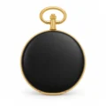Gents 42mm Plain Black Enamel Gold Plated Swiss Quartz Pocket Watch