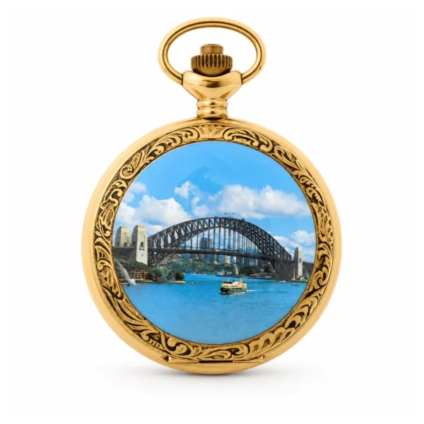 Gents 48mm Gold Plated Harbour Enamel Swiss Quartz Pocket Watch - image 1 Gents 48mm Gold Plated Harbour Enamel Swiss Quartz Pocket Watch