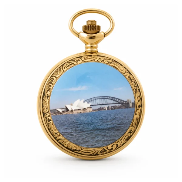 Gents 48mm Gold Plated Harbour Enamel Swiss Quartz Pocket Watch - image 2 Gents 48mm Gold Plated Harbour Enamel Swiss Quartz Pocket Watch