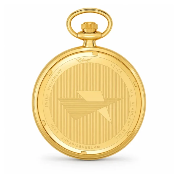 Gents 48mm Gold Plated Open Face Swiss Quartz Pocket Watch