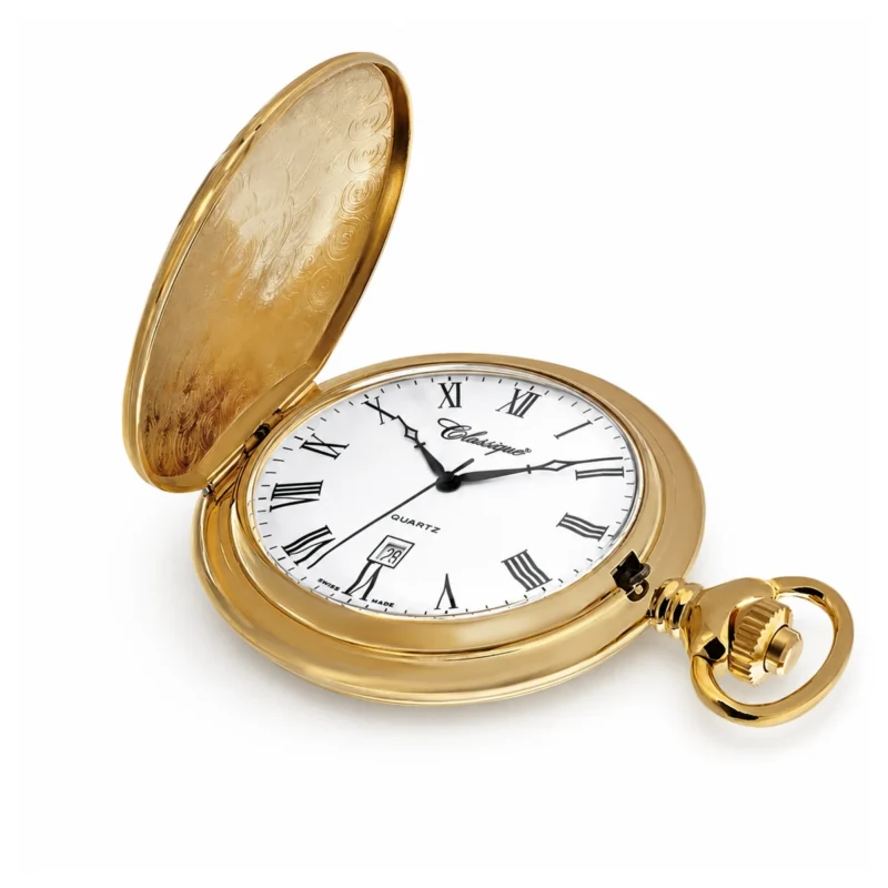 Gents 48mm Gold Plated Swiss Quartz Pocket Watch