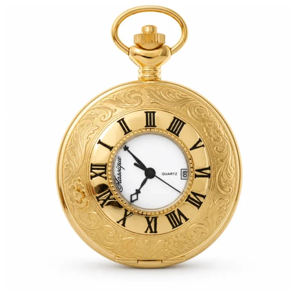 Gents 48mm Gold Plated Swiss Quartz Pocket Watch - image 1 Gents 48mm Gold Plated Swiss Quartz Pocket Watch