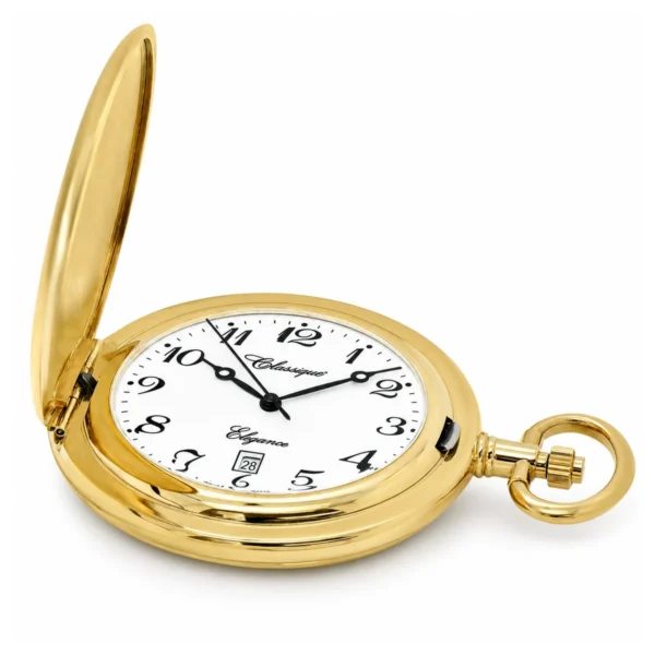Gents 41mm Gold Plated Swiss Quartz Pocket Watch - image 2 Gents 41mm Gold Plated Swiss Quartz Pocket Watch