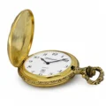 Gents 48mm Pewter Antique Gold Plated "Three Horses" Swiss Quartz Pocket Watch